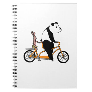 Panda and Rabbit Biking Tandem Bicycle Kids Notebook