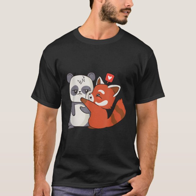 Panda And Ted Panda Kawaii T-Shirt (Front)
