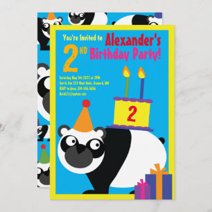 Panda Animal Kid's Birthday Party Invitations