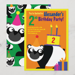 Panda Animal Kid's Birthday Party Invitations