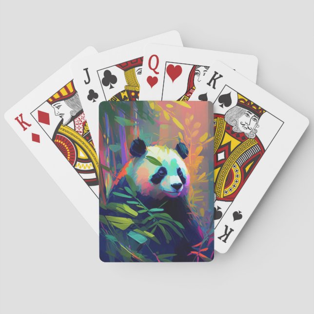 Panda Animal Portrait Painting Wildlife Outdoors  Playing Cards (Back)