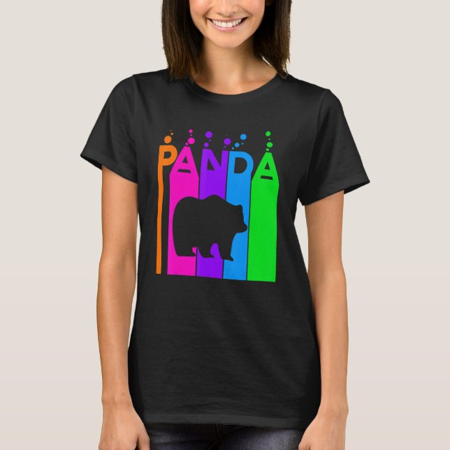 Panda Animal Rainbow Bubble With Silhouette T-Shirt (Front)