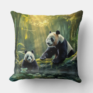 Panda Animal Wildlife Wilderness Colourful Wall Ar Cushion