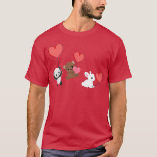 panda animals animal bear rabbit hearts friend T-Shirt