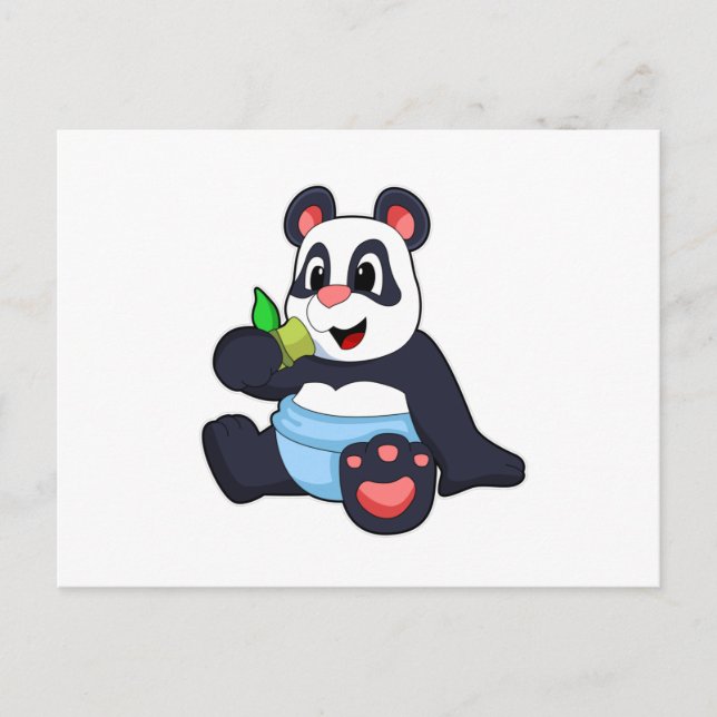 Panda as Baby with Bambus Postcard (Front)