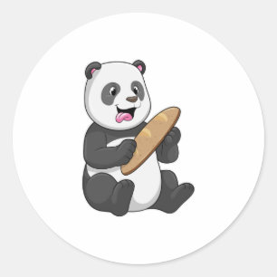 Panda as Baker with Bread Classic Round Sticker
