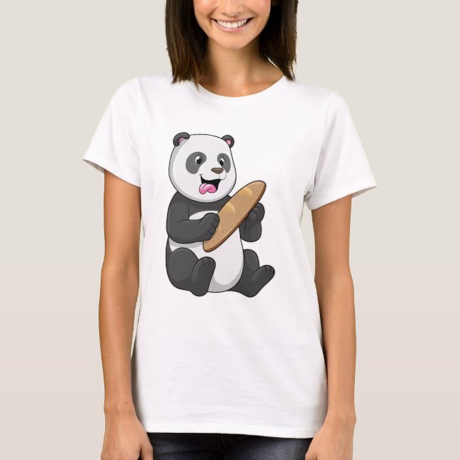 Panda as Baker with Bread T-Shirt (Front)