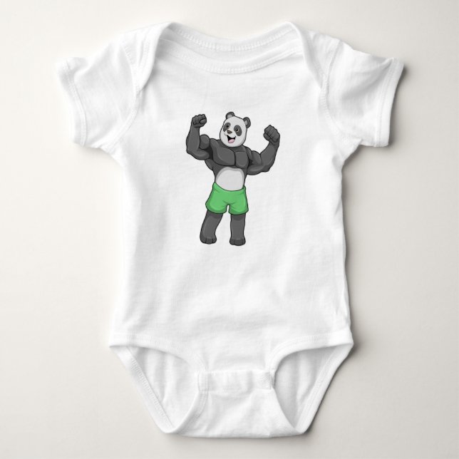 Panda as Bodybuilder at Bodybuilding Baby Bodysuit (Front)