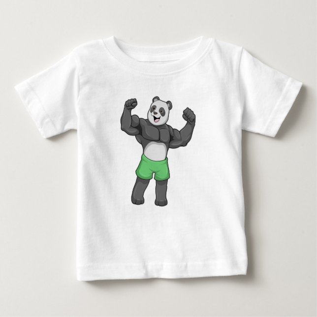 Panda as Bodybuilder at Bodybuilding Baby T-Shirt (Front)