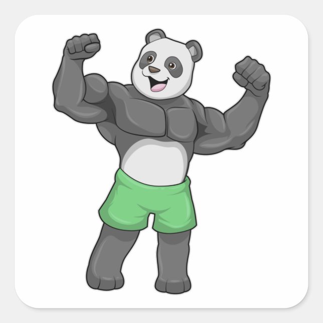 Panda as Bodybuilder at Bodybuilding Square Sticker (Front)