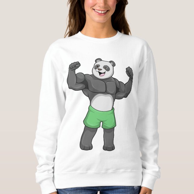 Panda as Bodybuilder at Bodybuilding Sweatshirt (Front)
