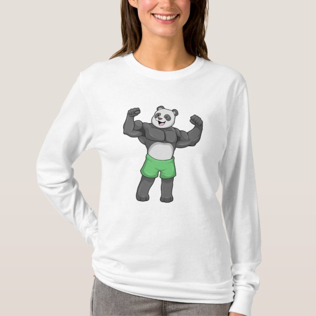 Panda as Bodybuilder at Bodybuilding T-Shirt (Front)