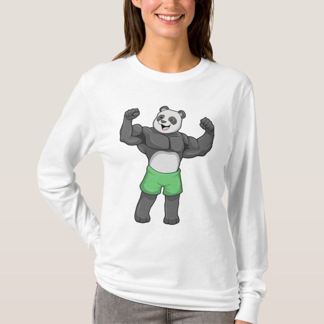 Panda as Bodybuilder at Bodybuilding T-Shirt (Front)