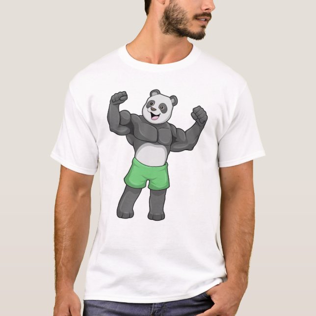 Panda as Bodybuilder at Bodybuilding T-Shirt (Front)