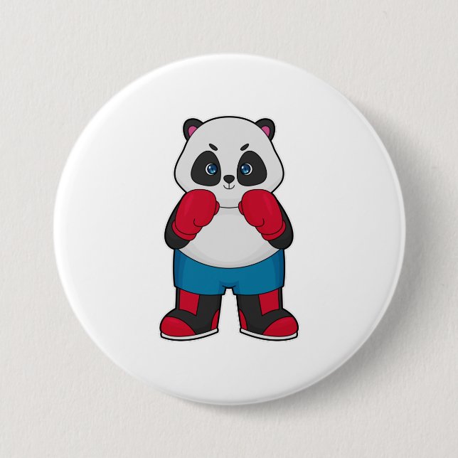 Panda as Boxer with Boxing gloves 7.5 Cm Round Badge (Front)