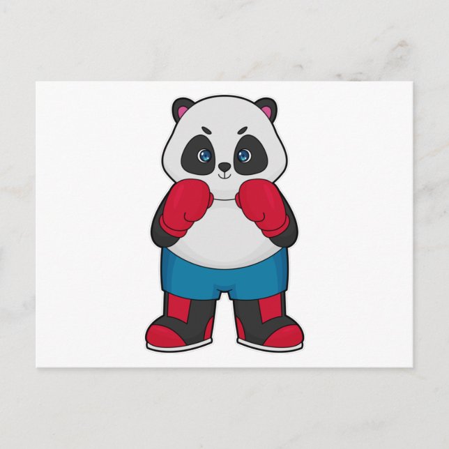 Panda as Boxer with Boxing gloves Postcard (Front)
