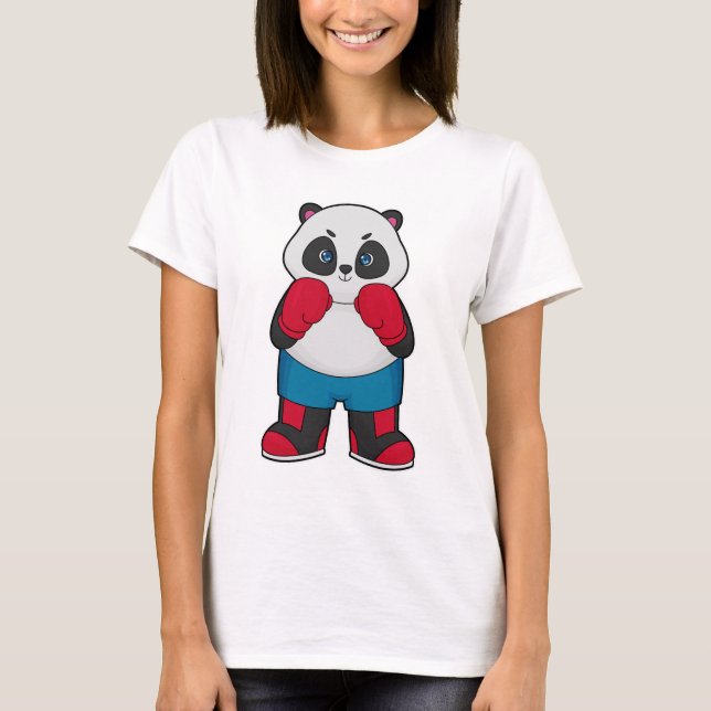 Panda as Boxer with Boxing gloves T-Shirt (Front)