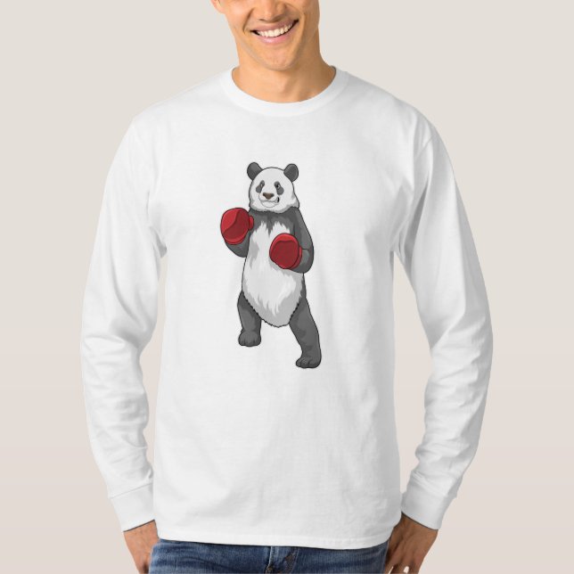 Panda as Boxer with Boxing gloves T-Shirt (Front)