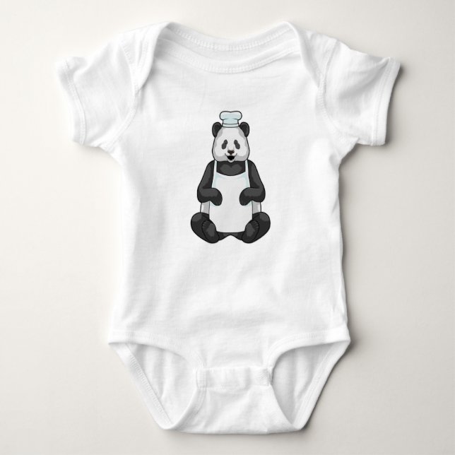 Panda as Chef with Cooking hat Baby Bodysuit (Front)