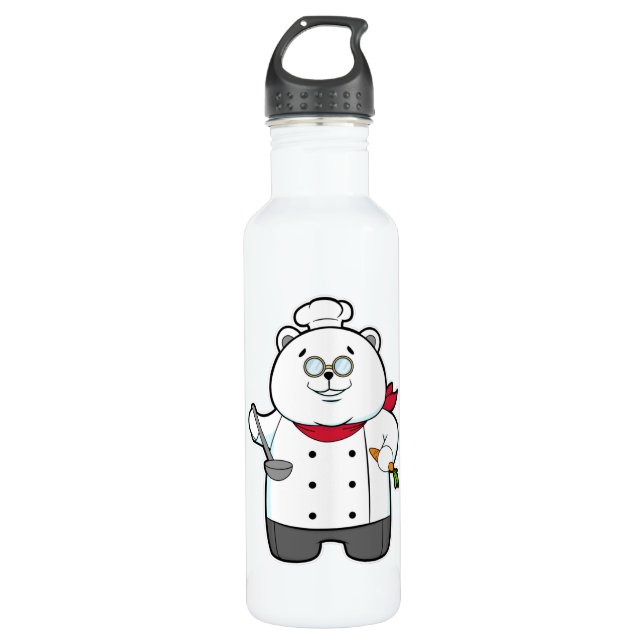 Panda as Cook with Soup ladle & Carrot 710 Ml Water Bottle (Front)