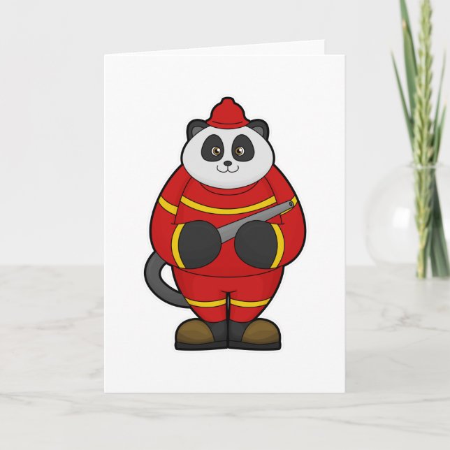Panda as Firefighter with Hose Card (Front)