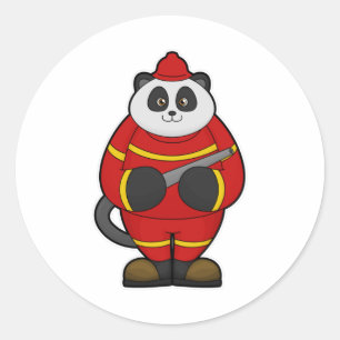 Panda as Firefighter with Hose Classic Round Sticker