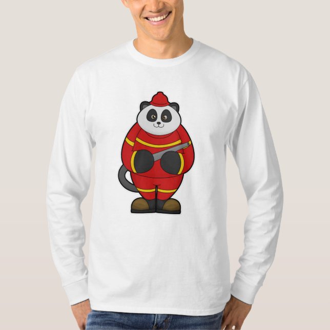 Panda as Firefighter with Hose T-Shirt (Front)