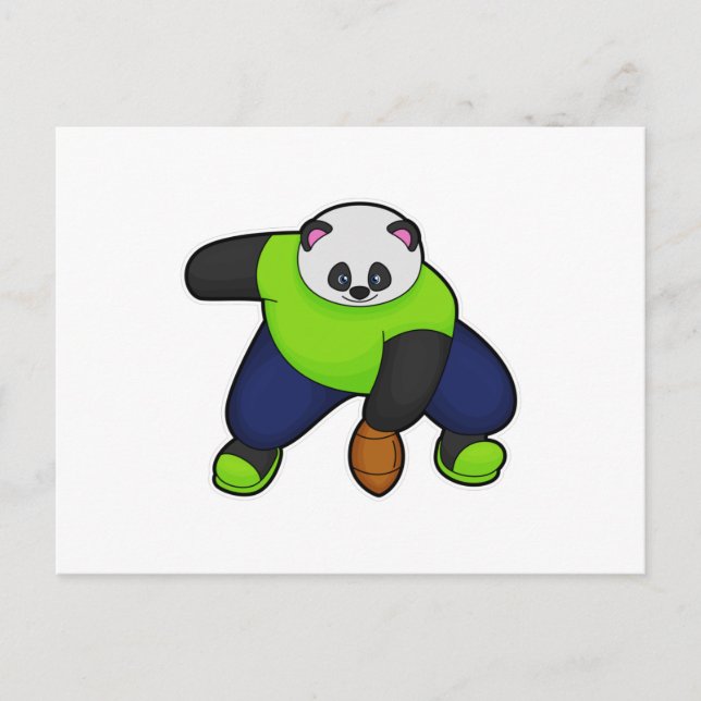 Panda as Football player with Football Postcard (Front)
