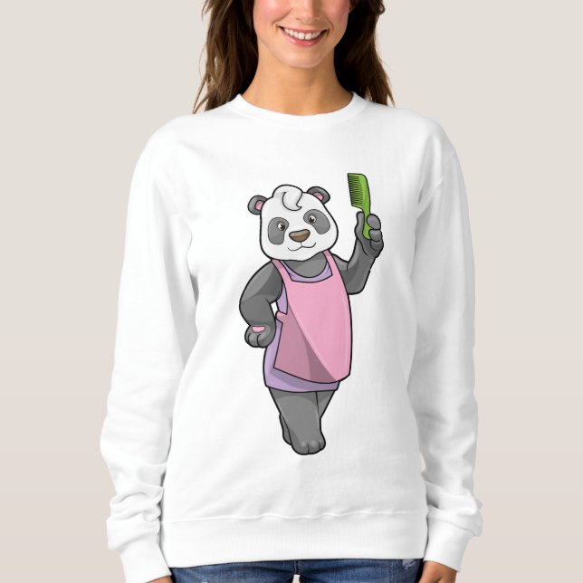 Panda as Hairdresser with Comb Sweatshirt (Front)