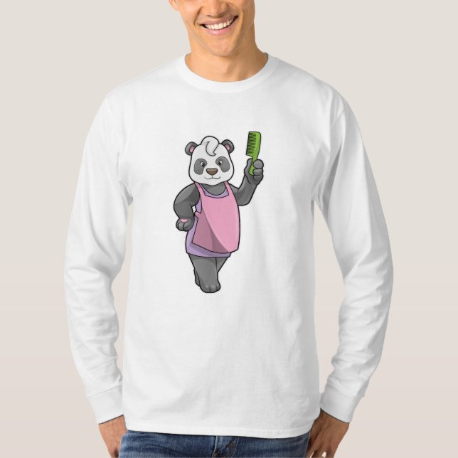 Panda as Hairdresser with Comb T-Shirt (Front)