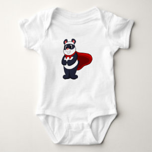 Panda as Hero with Mask & Cape Baby Bodysuit