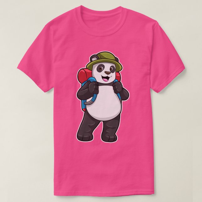 Panda as Hiker with Backpack 1 T-Shirt (Design Front)