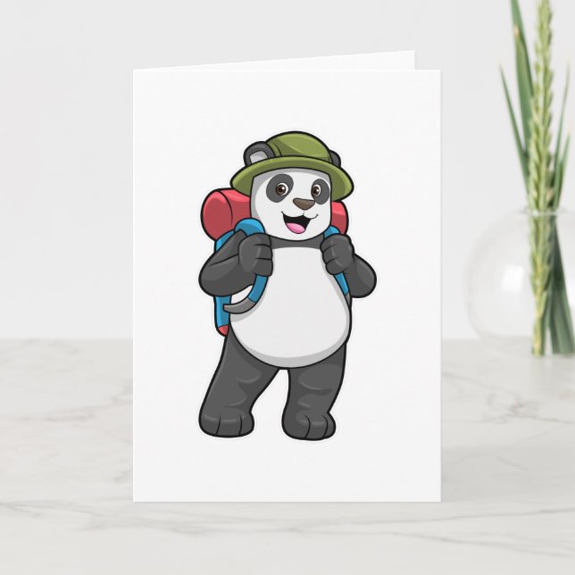 Panda as Hiker with Backpack Card (Front)
