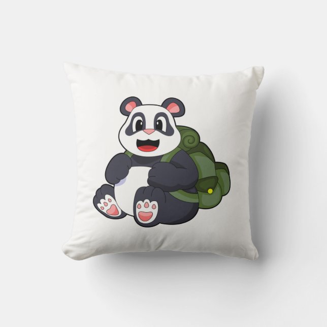 Panda as Hiker with Backpack Cushion (Front)