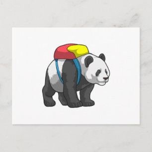 Panda as Hiker with Backpack Postcard