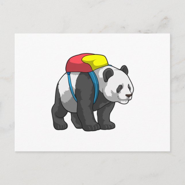 Panda as Hiker with Backpack Postcard (Front)