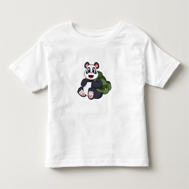 Panda as Hiker with Backpack Toddler T-Shirt (Front)