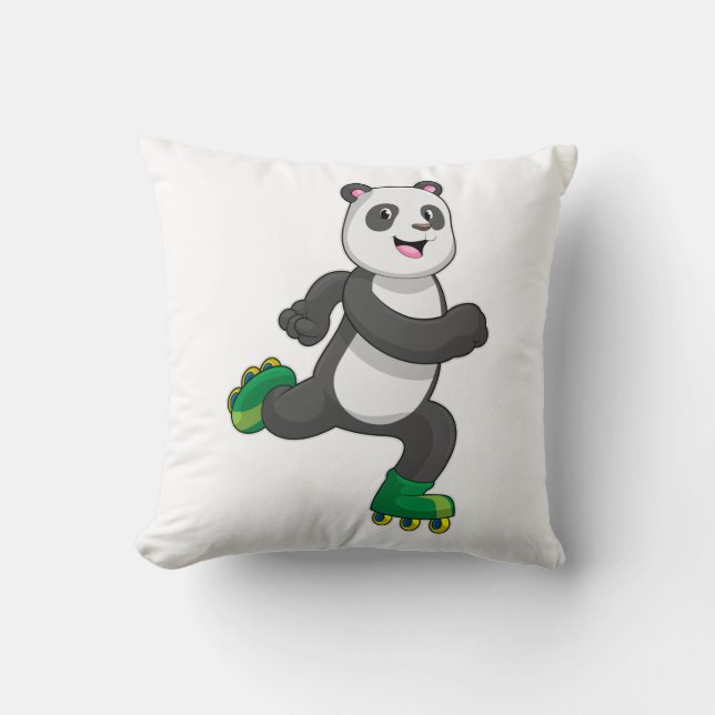 Panda as Inline skater with Roller skates Cushion (Front)