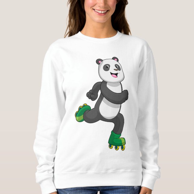 Panda as Inline skater with Roller skates Sweatshirt (Front)