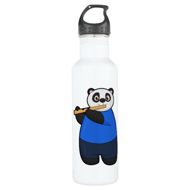 Panda as Musician with Flute 710 Ml Water Bottle (Front)