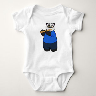 Panda as Musician with Flute Baby Bodysuit