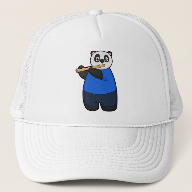 Panda as Musician with Flute Trucker Hat (Front)