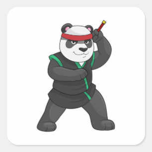 Panda as Ninja in Costume Square Sticker