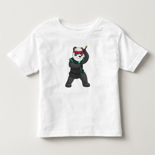Panda as Ninja in Costume Toddler T-Shirt (Front)