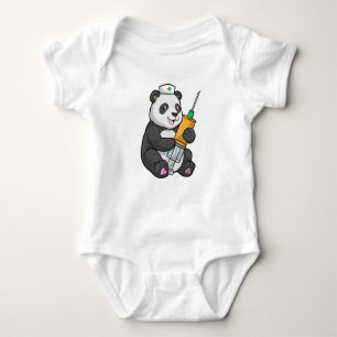 Panda as Nurse with Syringe Baby Bodysuit