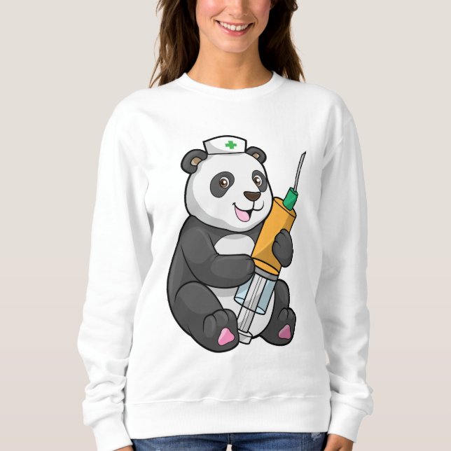 Panda as Nurse with Syringe Sweatshirt (Front)