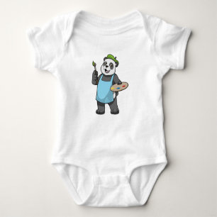 Panda as Painter with Brush & Color Baby Bodysuit