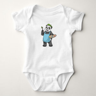 Panda as Painter with Brush & Colour Baby Bodysuit