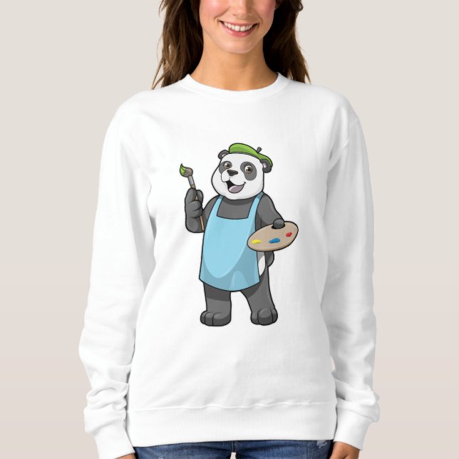 Panda as Painter with Brush & Colour Sweatshirt (Front)