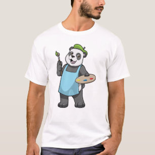Panda as Painter with Brush & Colour T-Shirt